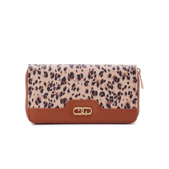 Women's Alex Zip Around Wallet Layered Leopard Bag Purse - Picture 4 of 6